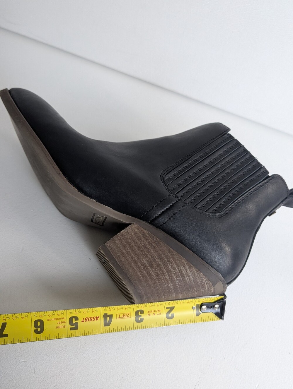 Patina Womens Black Leather Chelsea Ankle Boots Pointed Toe Block Heel Sz 8 euc - Picture 8 of 8